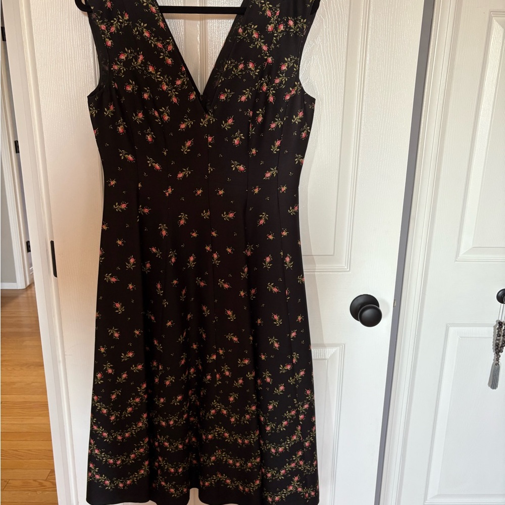 Philosophy di Lorenzo Serafini Black Floral Midi Dress, Elegant, Wedding Guest